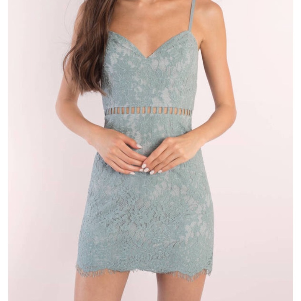 tobi light blue bodycon lace dress
